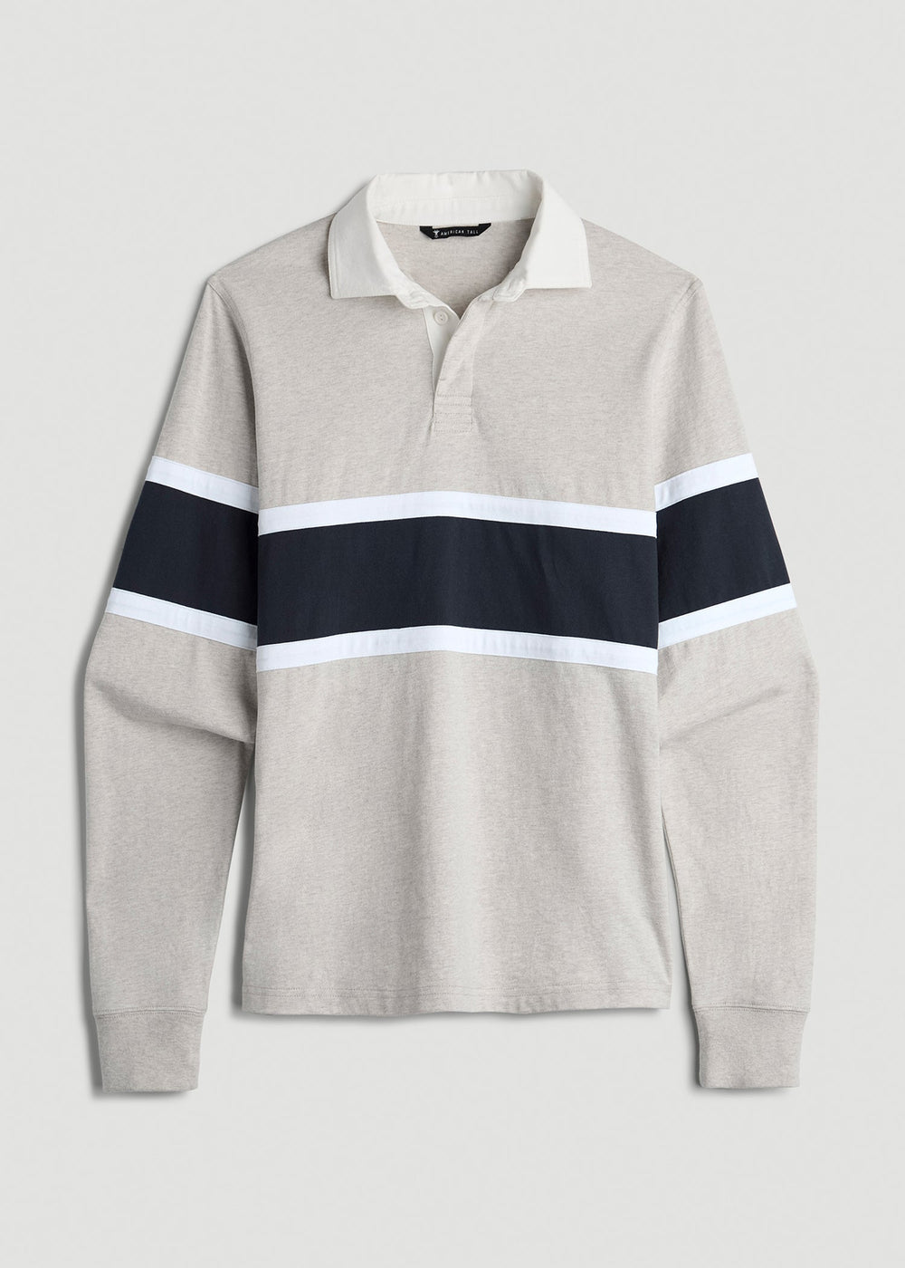 American Tall Online Shop | Rugby Long Sleeve Shirt for Tall Men in Oatmeal Heather Multi