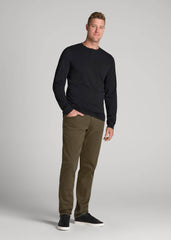 American Tall Discount | Pima Stretch Knit Henley Shirt for Tall Men in Black