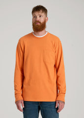 American Tall Online | LJ&S Long Sleeve Workwear Pocket Tee for Tall Men in Marmalade