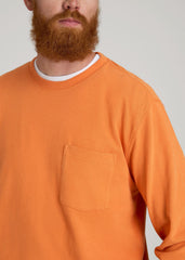 American Tall Online | LJ&S Long Sleeve Workwear Pocket Tee for Tall Men in Marmalade