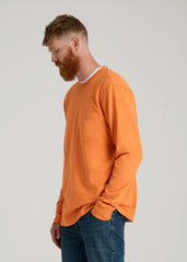 American Tall Online | LJ&S Long Sleeve Workwear Pocket Tee for Tall Men in Marmalade
