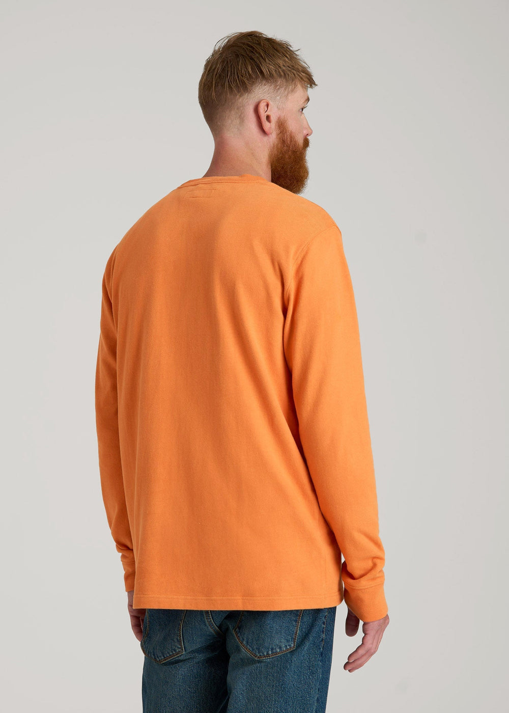 American Tall Online | LJ&S Long Sleeve Workwear Pocket Tee for Tall Men in Marmalade
