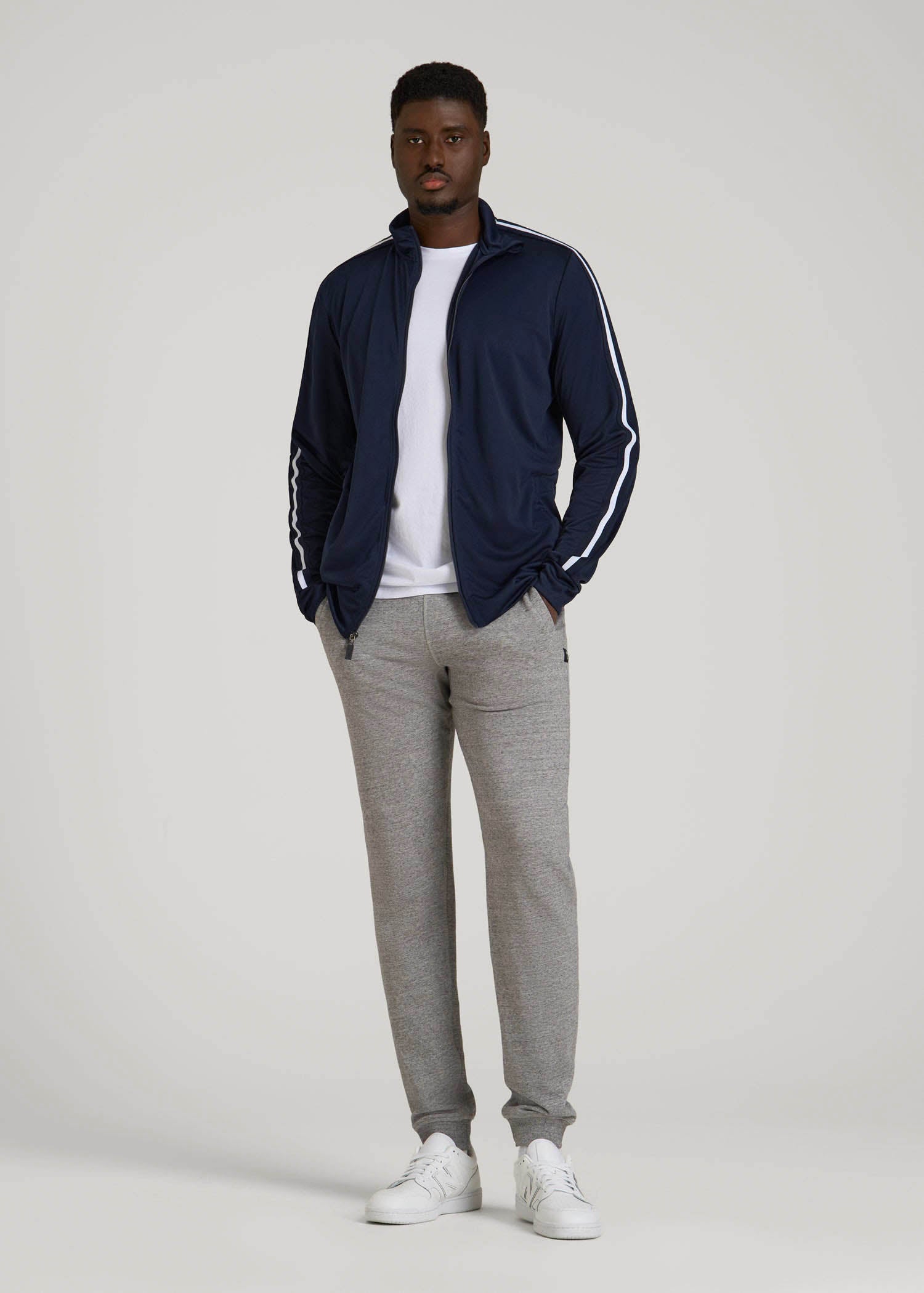 American Tall Sale | Athletic Stripe Jacket for Tall Men in Navy-White Stripe