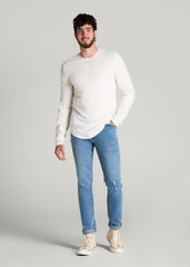 American Tall Outlet | Slub Long Sleeve Scoop Tee for Tall Men in Ecru