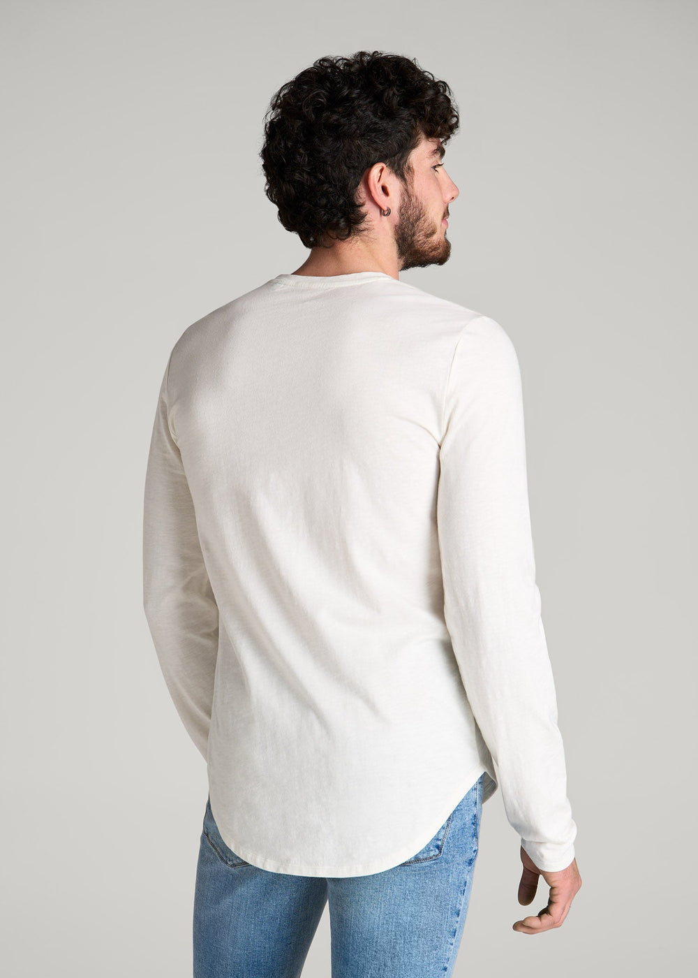 American Tall Outlet | Slub Long Sleeve Scoop Tee for Tall Men in Ecru