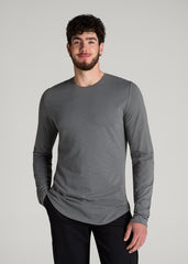 American Tall For Sale | Slub Long Sleeve Scoop Tee for Tall Men in Charcoal