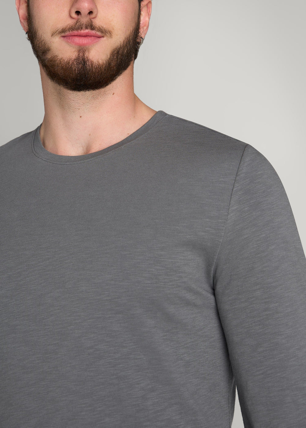 American Tall For Sale | Slub Long Sleeve Scoop Tee for Tall Men in Charcoal