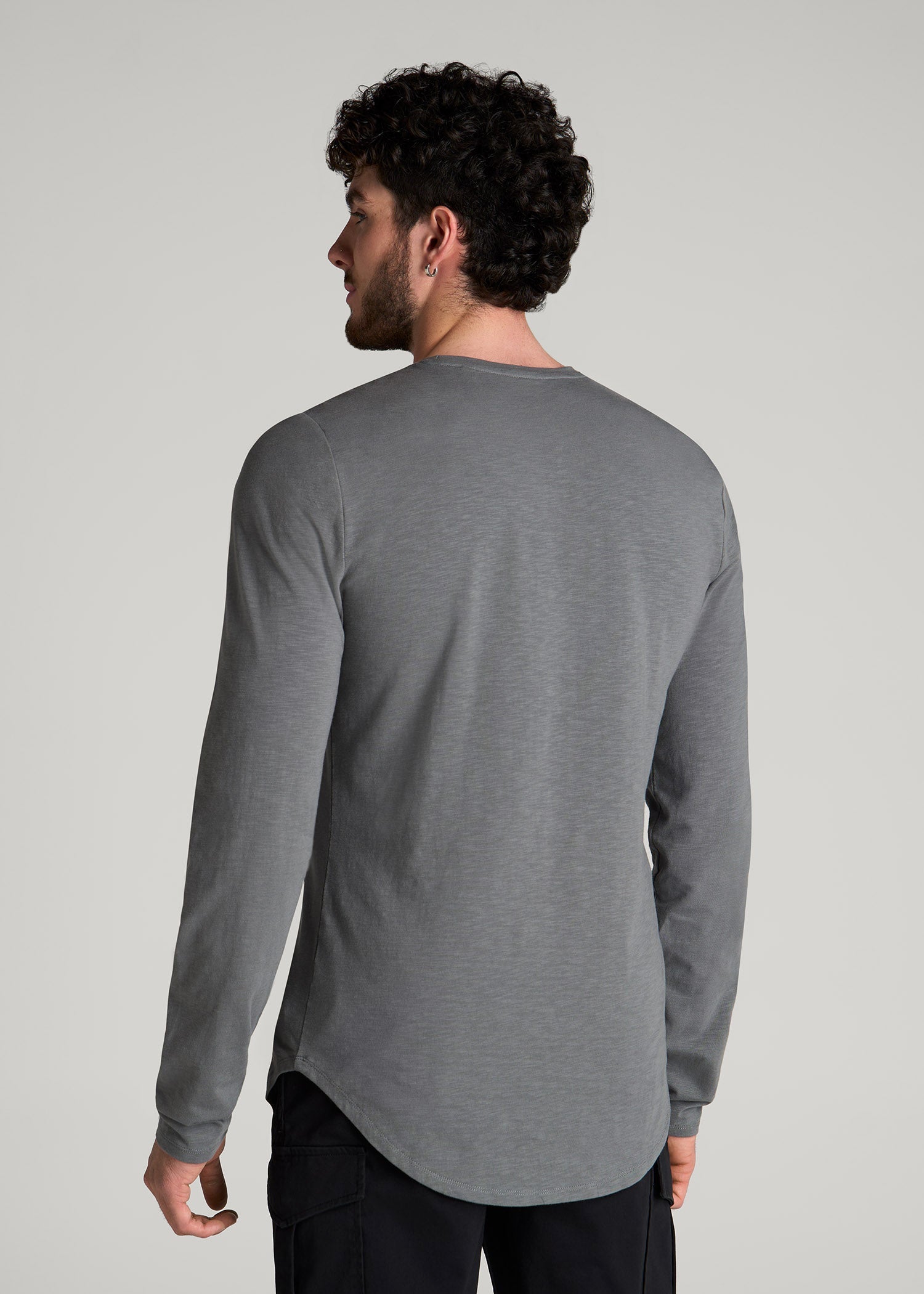 American Tall For Sale | Slub Long Sleeve Scoop Tee for Tall Men in Charcoal