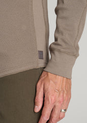 American Tall Online Shop | Double Honeycomb Thermal Long-Sleeve Henley Shirt for Tall Men in Dark Sand