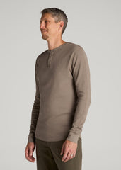 American Tall Online Shop | Double Honeycomb Thermal Long-Sleeve Henley Shirt for Tall Men in Dark Sand