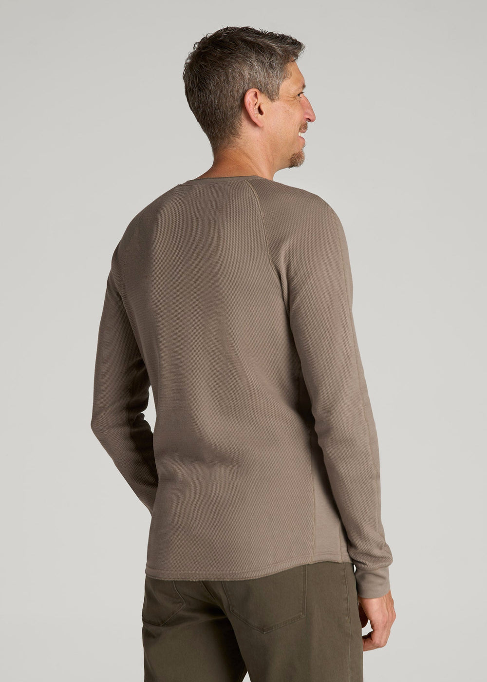 American Tall Online Shop | Double Honeycomb Thermal Long-Sleeve Henley Shirt for Tall Men in Dark Sand