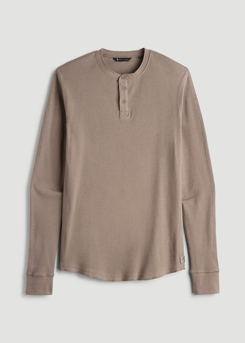 American Tall Online Shop | Double Honeycomb Thermal Long-Sleeve Henley Shirt for Tall Men in Dark Sand