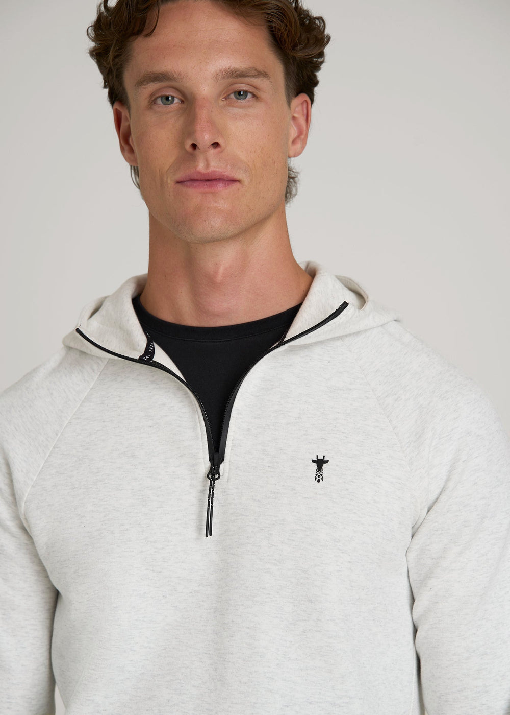 American Tall Online | Tech Motion Fleece Hooded Popover for Tall Men in Heather Frost