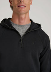 American Tall Sale | Tech Motion Fleece Hooded Popover for Tall Men in Black