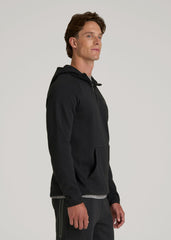 American Tall Sale | Tech Motion Fleece Hooded Popover for Tall Men in Black