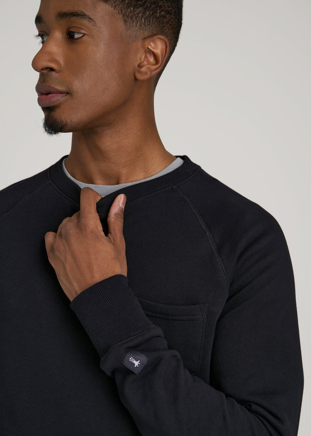 American Tall Outlet | Wearever 2.0 French Terry Crewneck Sweatshirt for Tall Men in Black