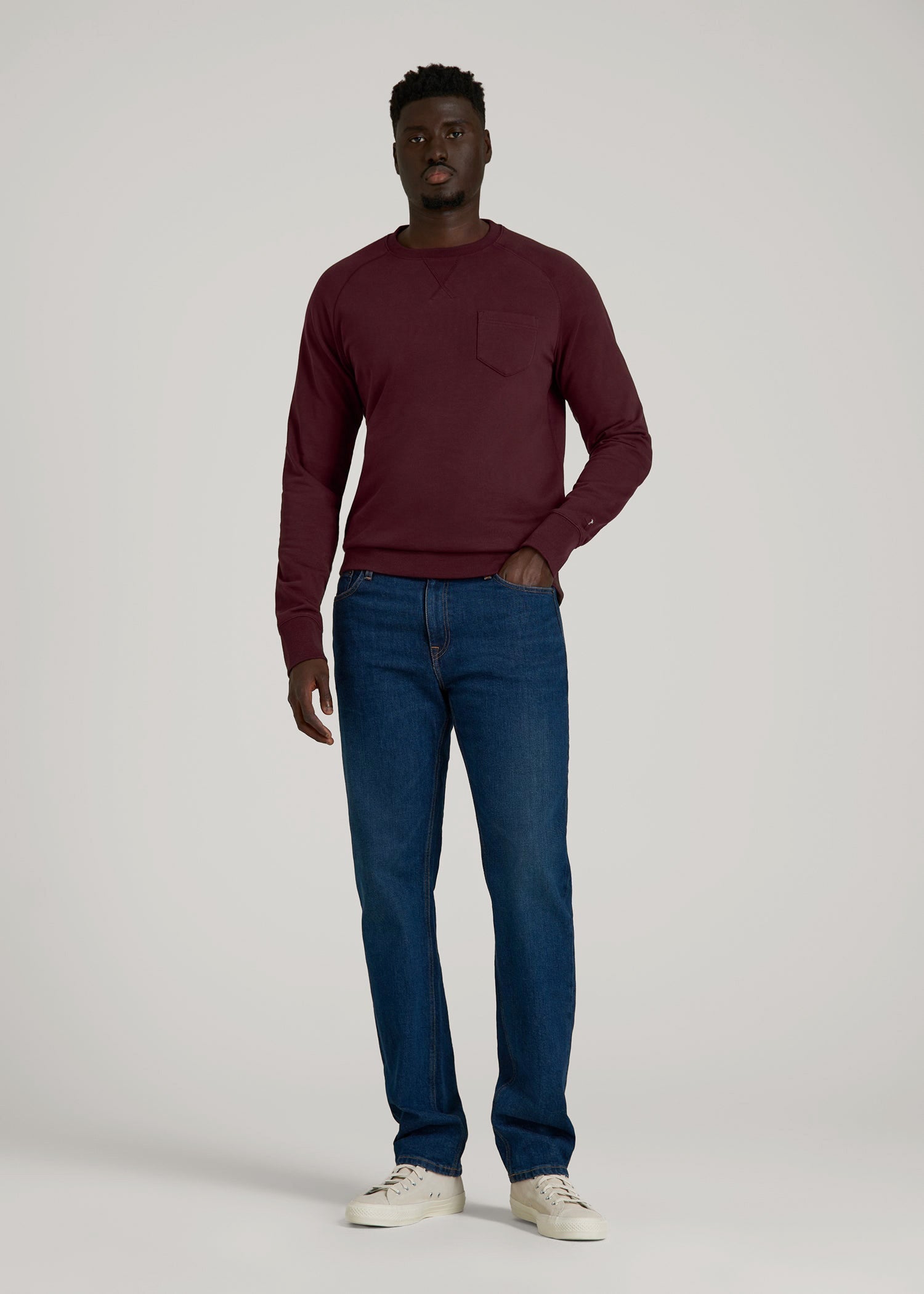 American Tall Online Shop | Wearever 2.0 French Terry Crewneck Sweatshirt for Tall Men in Tawny Port
