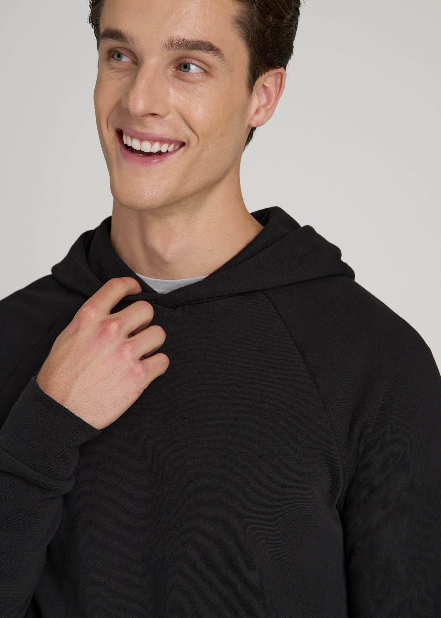 American Tall Discount | Wearever French Terry Raglan Hoodie for Tall Men in Black