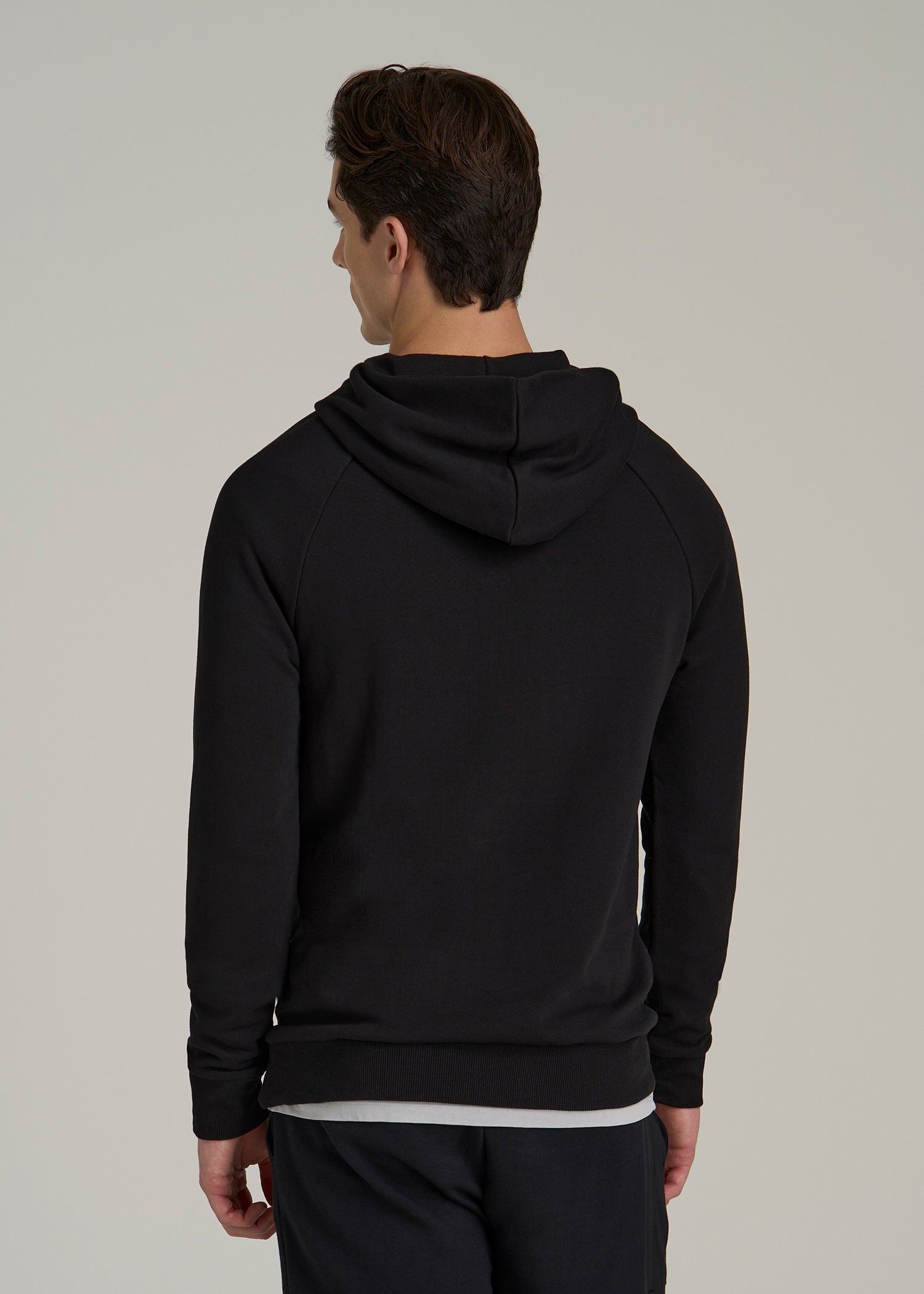 American Tall Discount | Wearever French Terry Raglan Hoodie for Tall Men in Black
