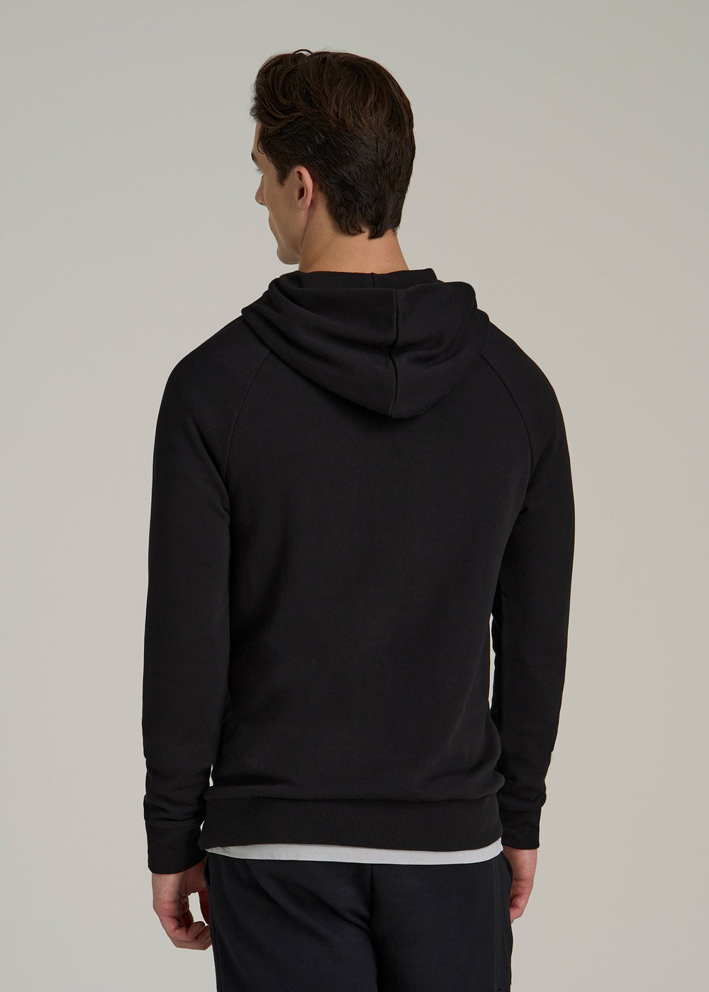 American Tall Discount | Wearever French Terry Raglan Hoodie for Tall Men in Black