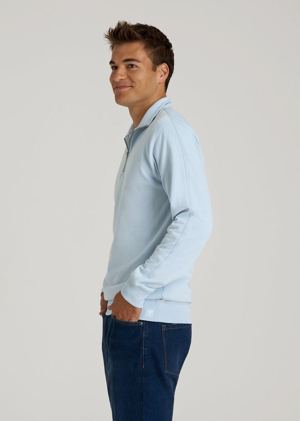 American Tall Online | Wearever 2.0 French Terry Quarter-Zip Tall Men's Sweatshirt in Ice Blue