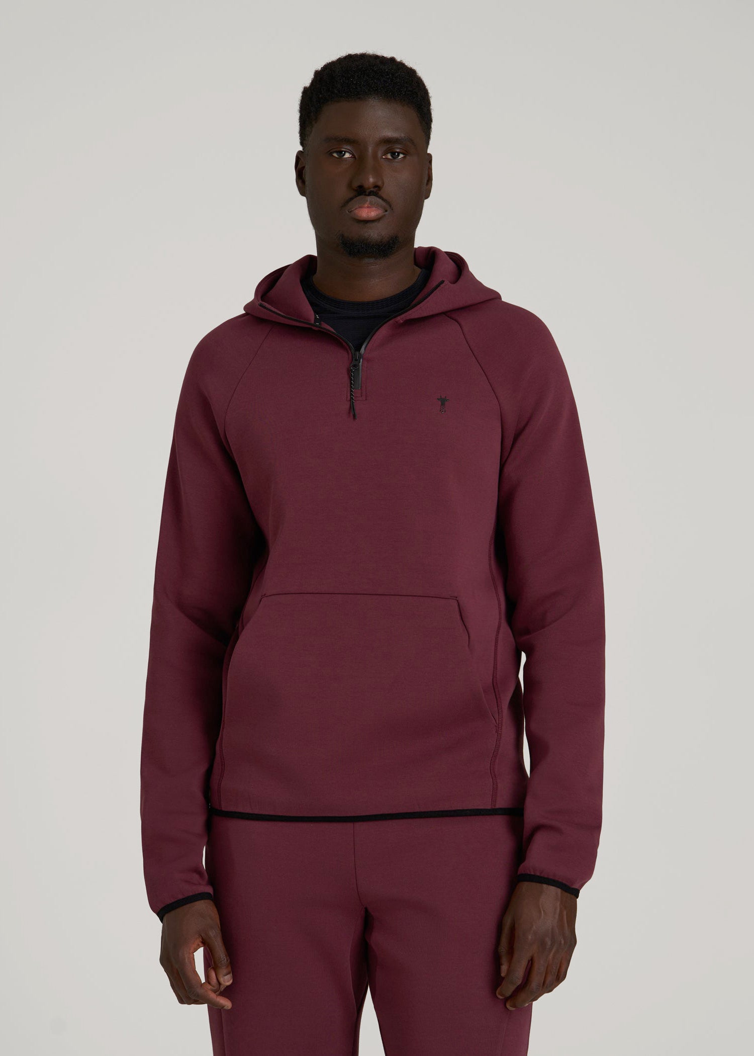 American Tall Sale | Tech Motion Fleece Hooded Popover for Tall Men in Tawny Port