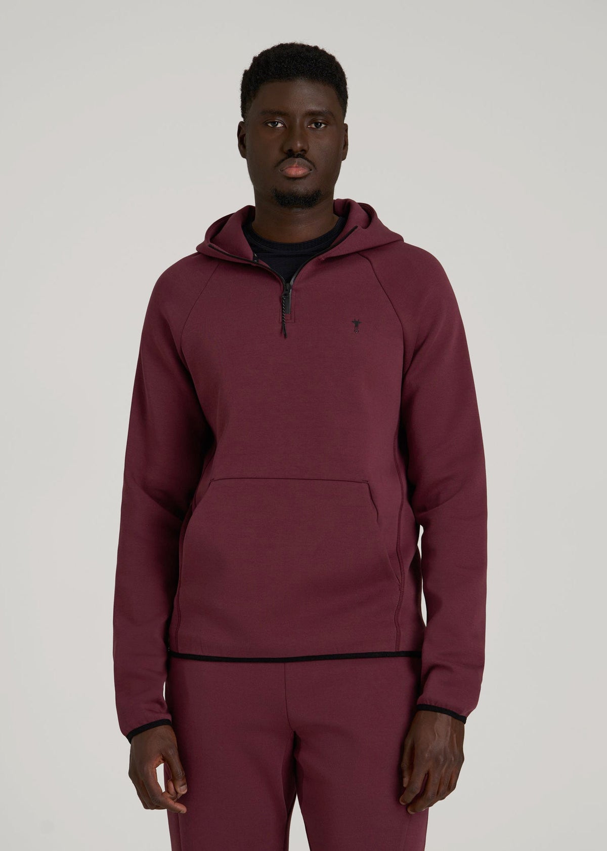 American Tall Sale | Tech Motion Fleece Hooded Popover for Tall Men in Tawny Port