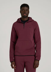 American Tall Sale | Tech Motion Fleece Hooded Popover for Tall Men in Tawny Port