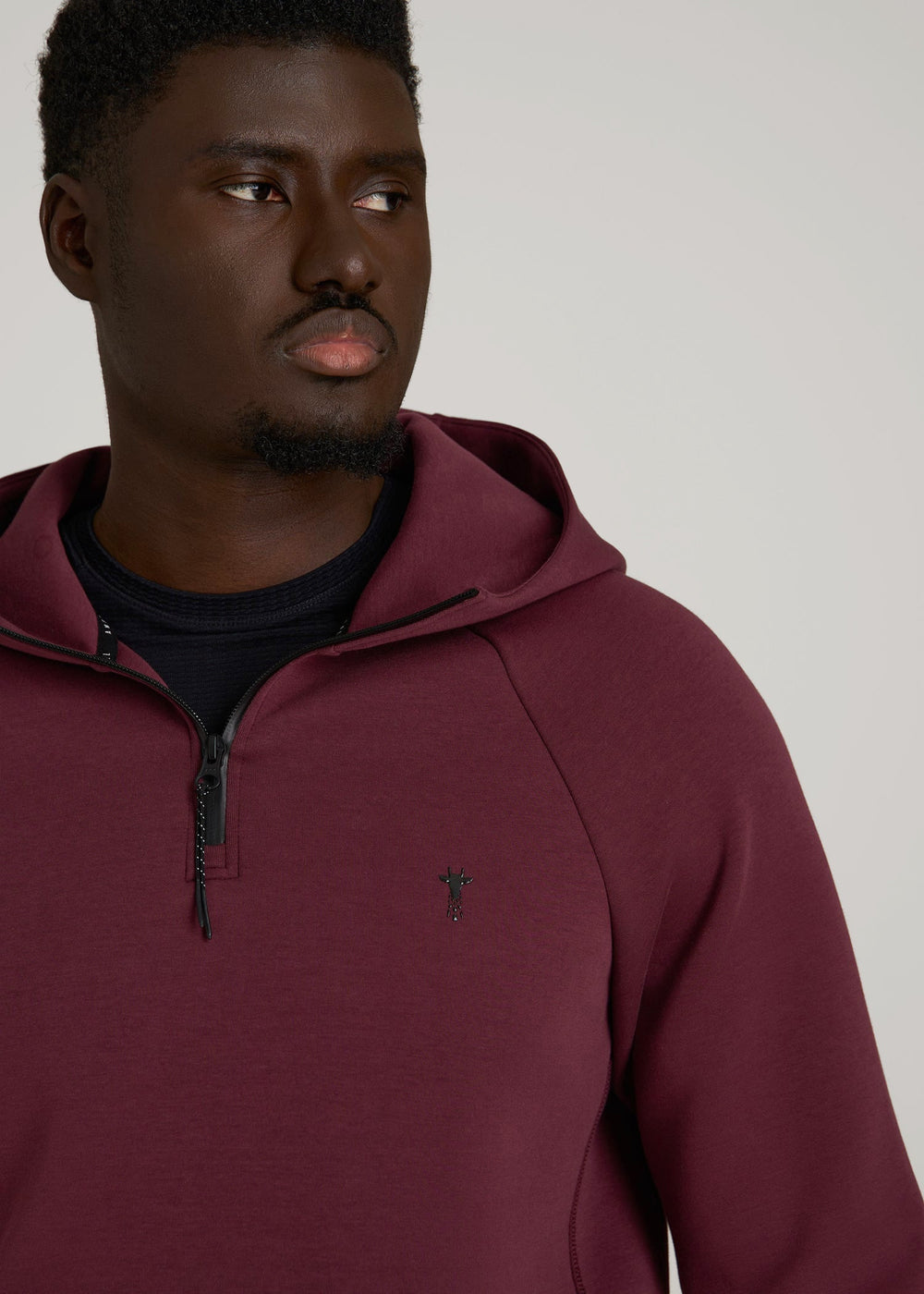 American Tall Sale | Tech Motion Fleece Hooded Popover for Tall Men in Tawny Port