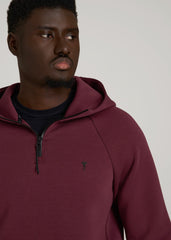American Tall Sale | Tech Motion Fleece Hooded Popover for Tall Men in Tawny Port