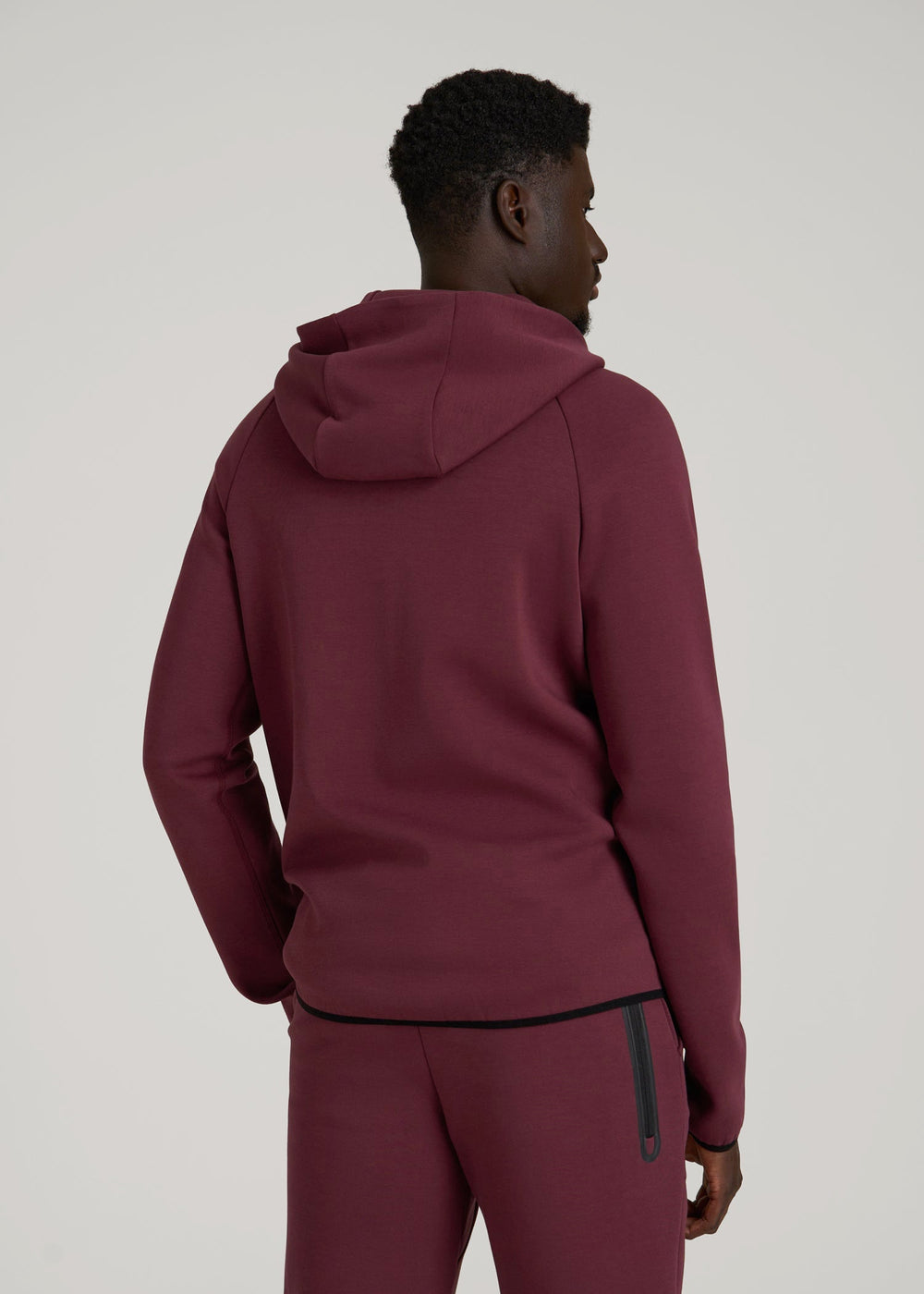 American Tall Sale | Tech Motion Fleece Hooded Popover for Tall Men in Tawny Port