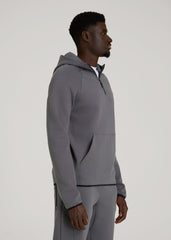 American Tall Outlet | Tech Motion Fleece Hooded Popover for Tall Men in Iron Grey