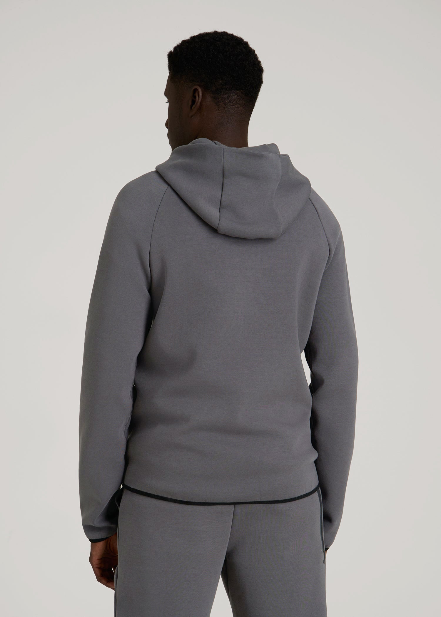 American Tall Outlet | Tech Motion Fleece Hooded Popover for Tall Men in Iron Grey