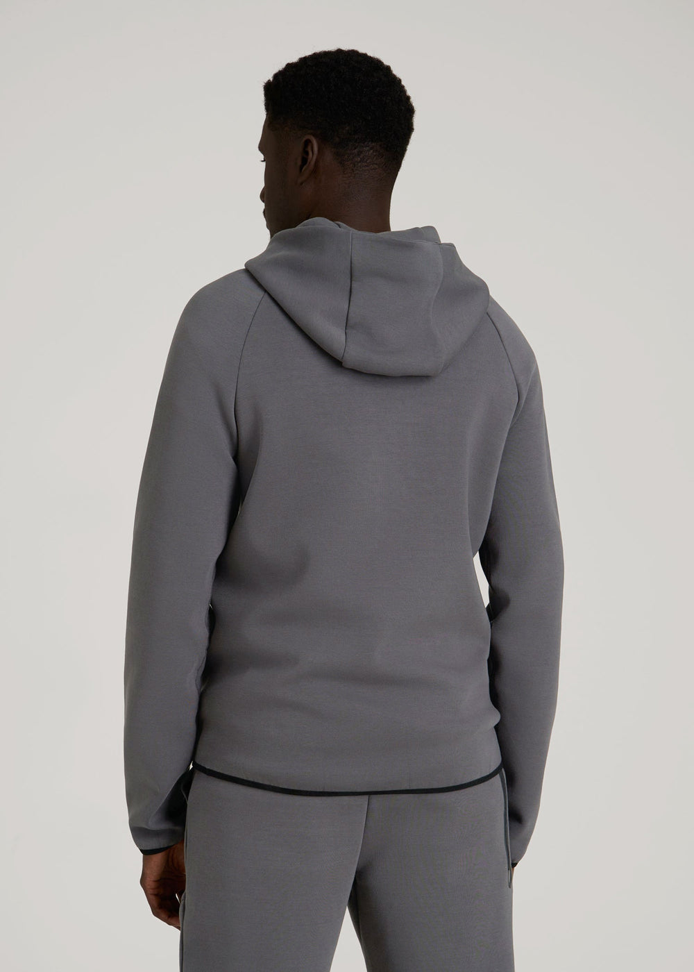 American Tall Outlet | Tech Motion Fleece Hooded Popover for Tall Men in Iron Grey