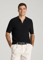 American Tall For Sale | Braided Knit Sweater Polo for Tall Men in Black