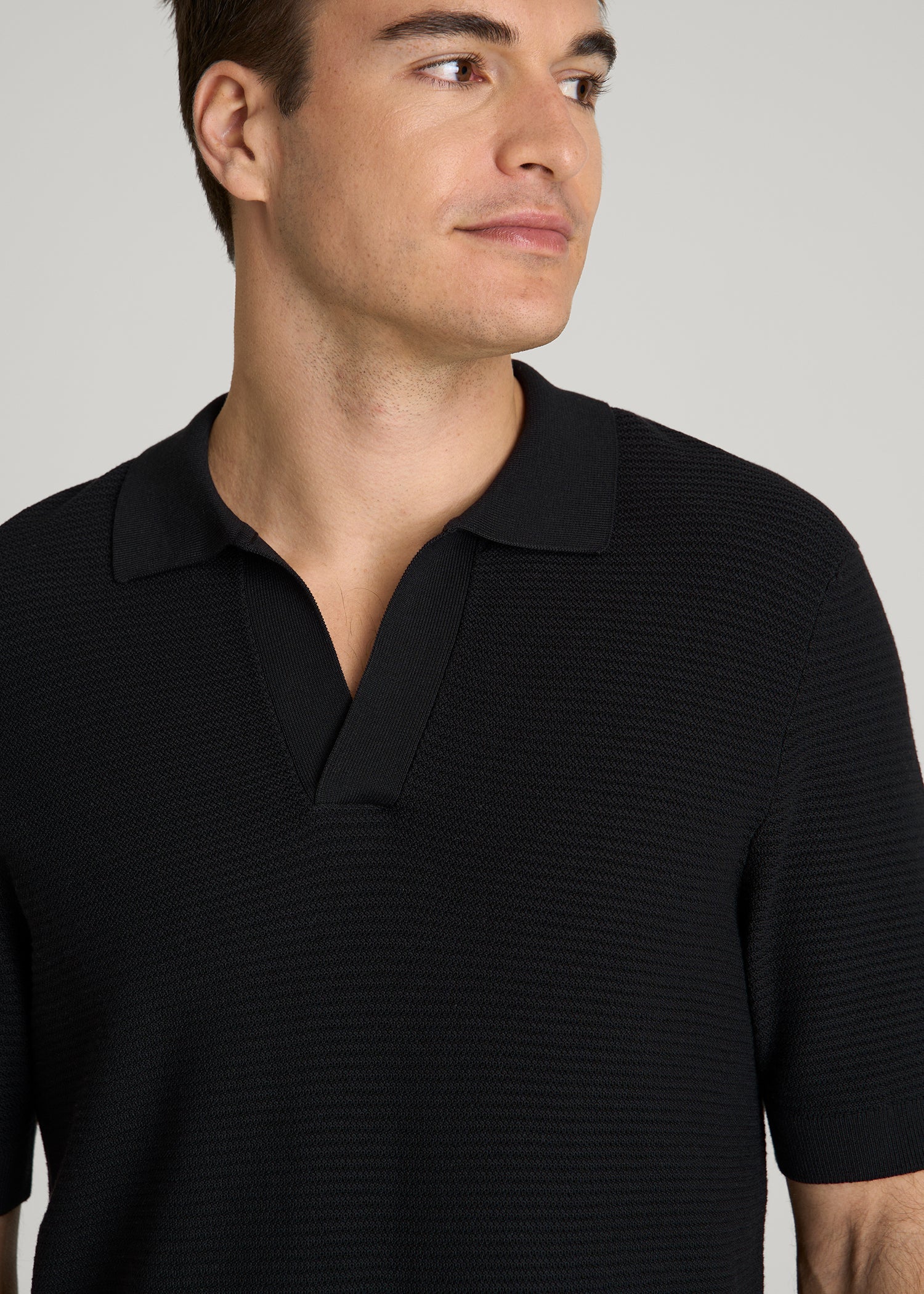 American Tall For Sale | Braided Knit Sweater Polo for Tall Men in Black