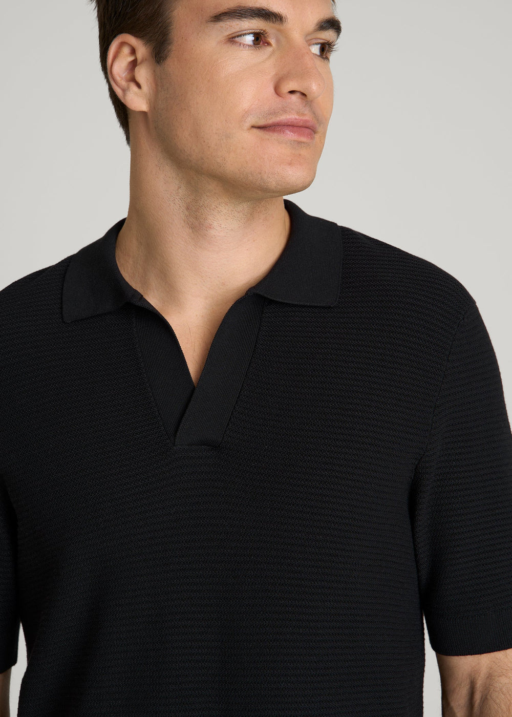 American Tall For Sale | Braided Knit Sweater Polo for Tall Men in Black