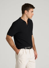 American Tall For Sale | Braided Knit Sweater Polo for Tall Men in Black