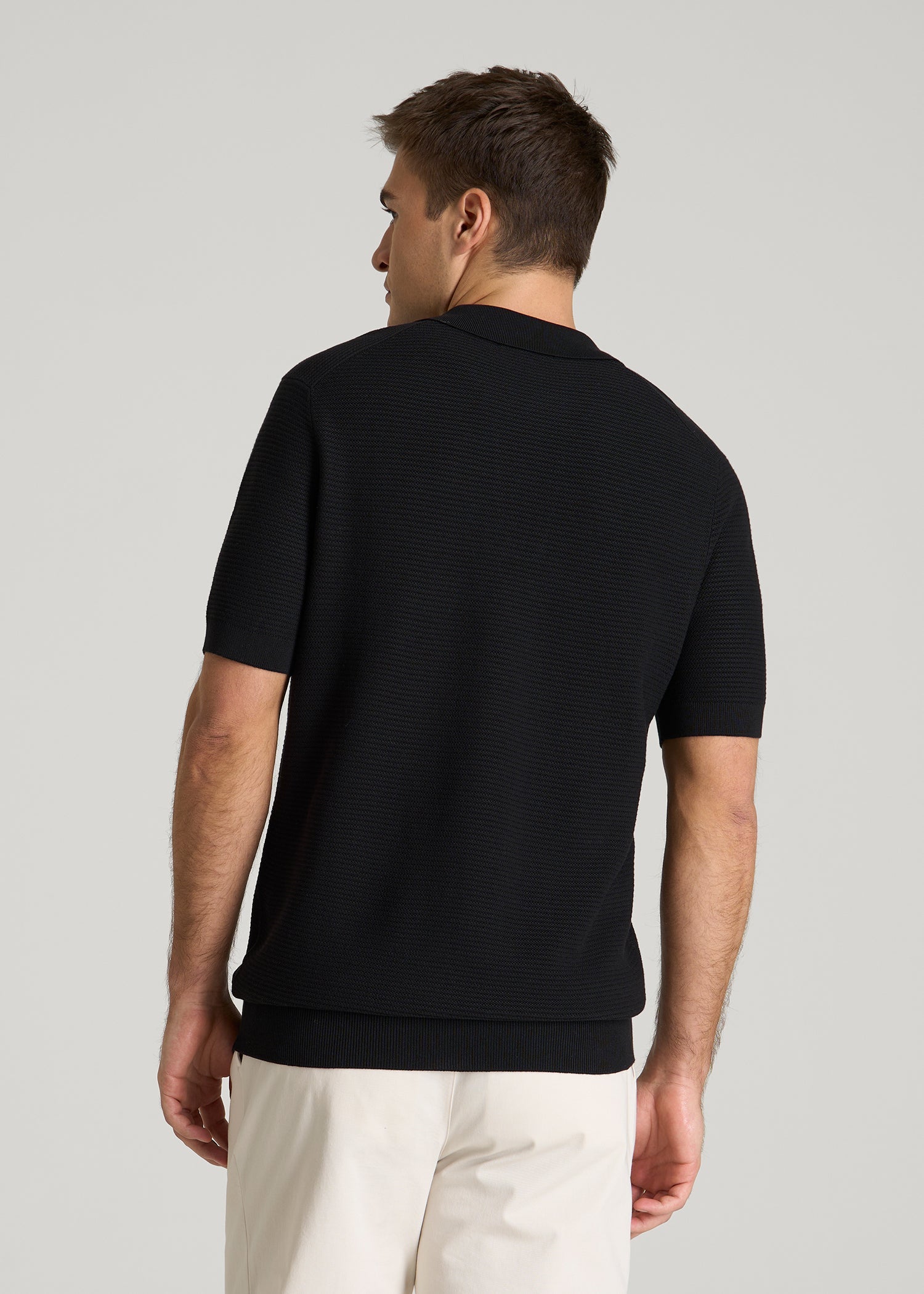 American Tall For Sale | Braided Knit Sweater Polo for Tall Men in Black