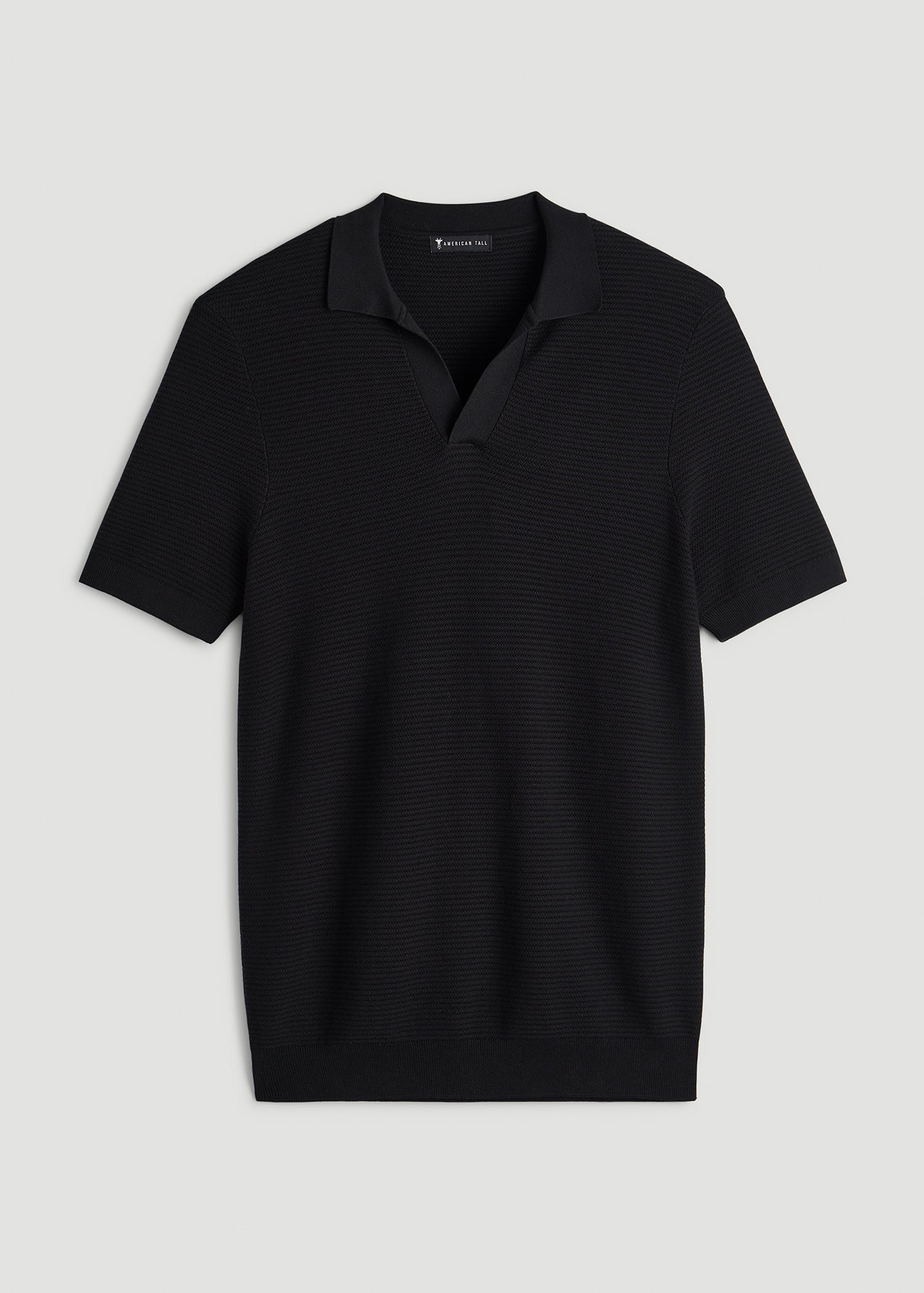 American Tall For Sale | Braided Knit Sweater Polo for Tall Men in Black
