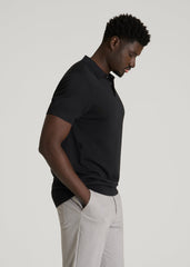 American Tall Online Shop | Linen Blend Knit Polo for Tall Men in Black