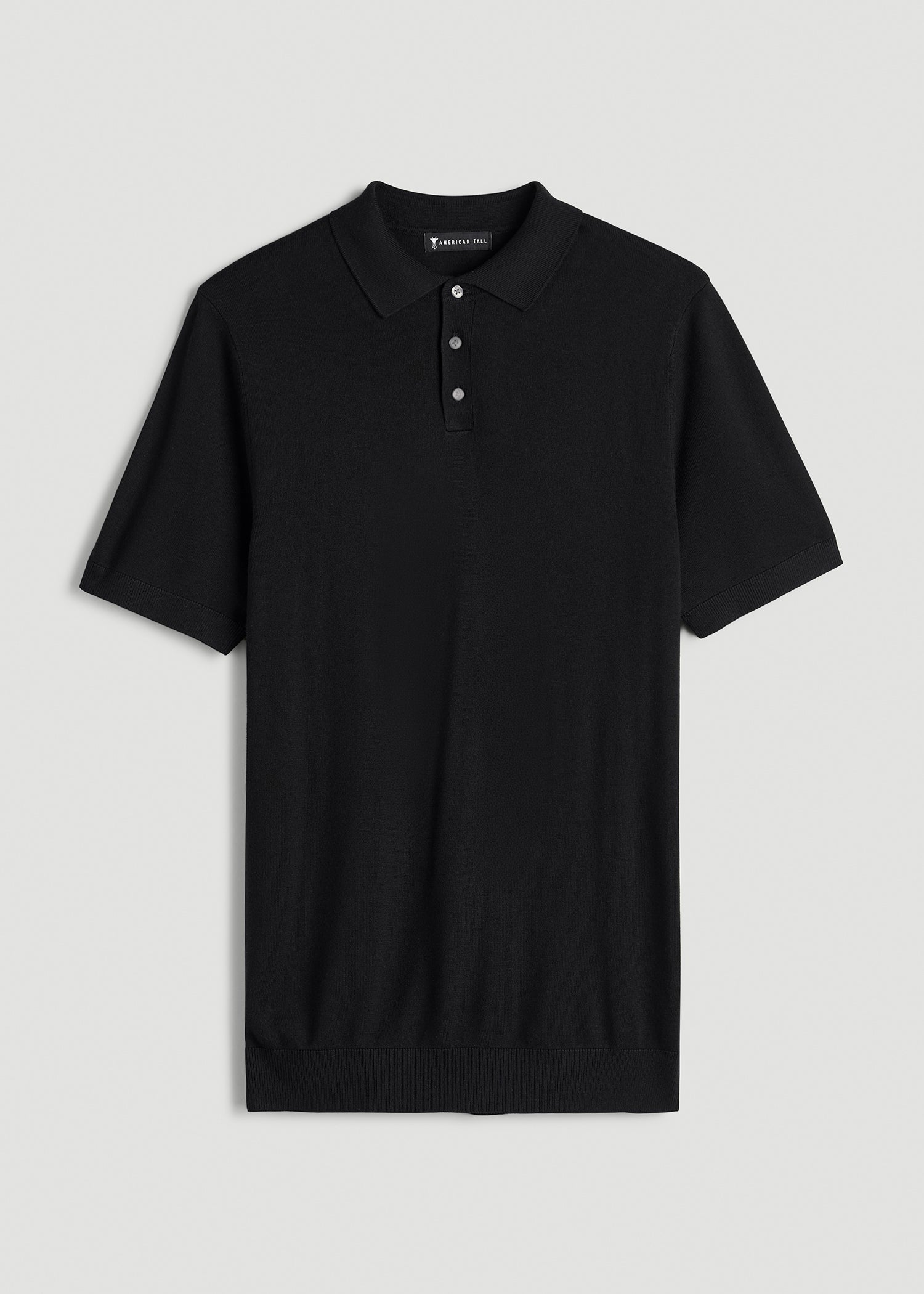 American Tall Online Shop | Linen Blend Knit Polo for Tall Men in Black