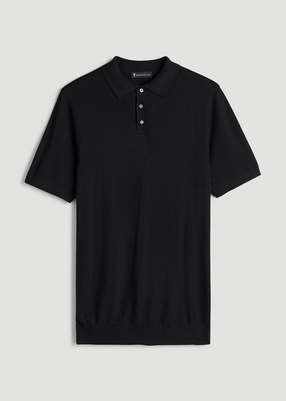 American Tall Online Shop | Linen Blend Knit Polo for Tall Men in Black