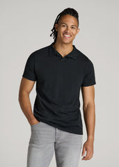 American Tall Discount | Slub Polo Shirt for Tall Men in Black