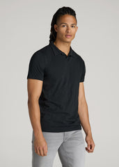 American Tall Discount | Slub Polo Shirt for Tall Men in Black