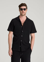 American Tall Sale | Terry Cotton Polo Cardigan for Tall Men in Black