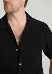 American Tall Sale | Terry Cotton Polo Cardigan for Tall Men in Black