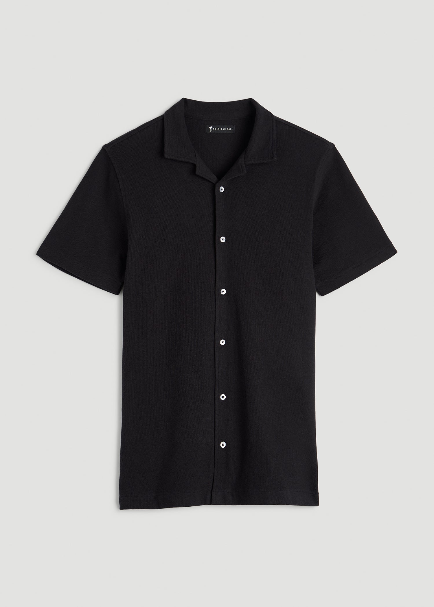 American Tall Sale | Terry Cotton Polo Cardigan for Tall Men in Black