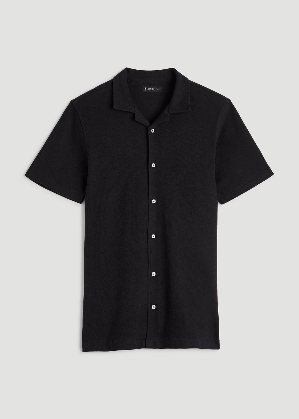 American Tall Sale | Terry Cotton Polo Cardigan for Tall Men in Black