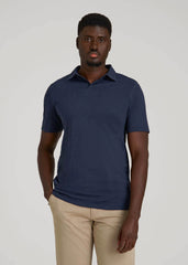 American Tall Outlet | Slub Self Collar Polo Shirt for Tall Men in Navy